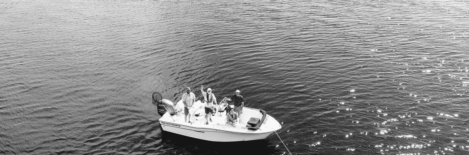 aerial vievw of people in a boat