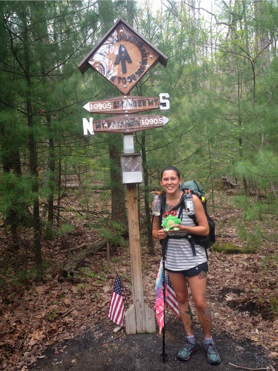 Christina at the Appalachian Trail halfway point